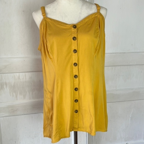 TORRID sz 2 TANK TOP MUSTARD YELLOW SWEETHEART NECKLINE ADJUSTABLE STAPS - Picture 1 of 12